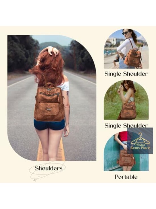 Small Faux Leather Backpack Purse Waterproof Anti-theft Convertible Handbag main image 6